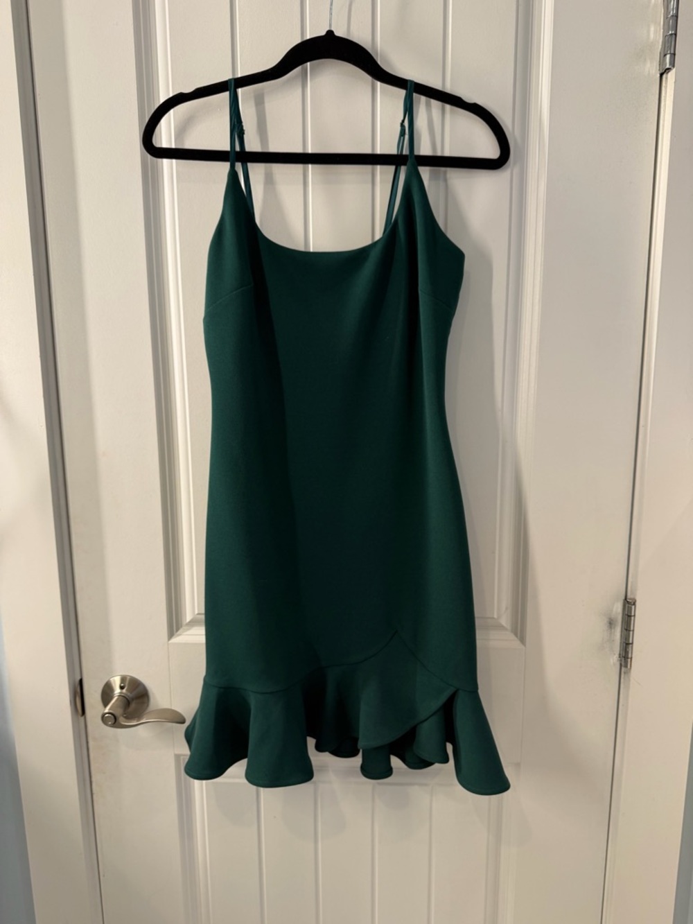 Hello Molly Emerald Green Ruffle Hem Slip Dress